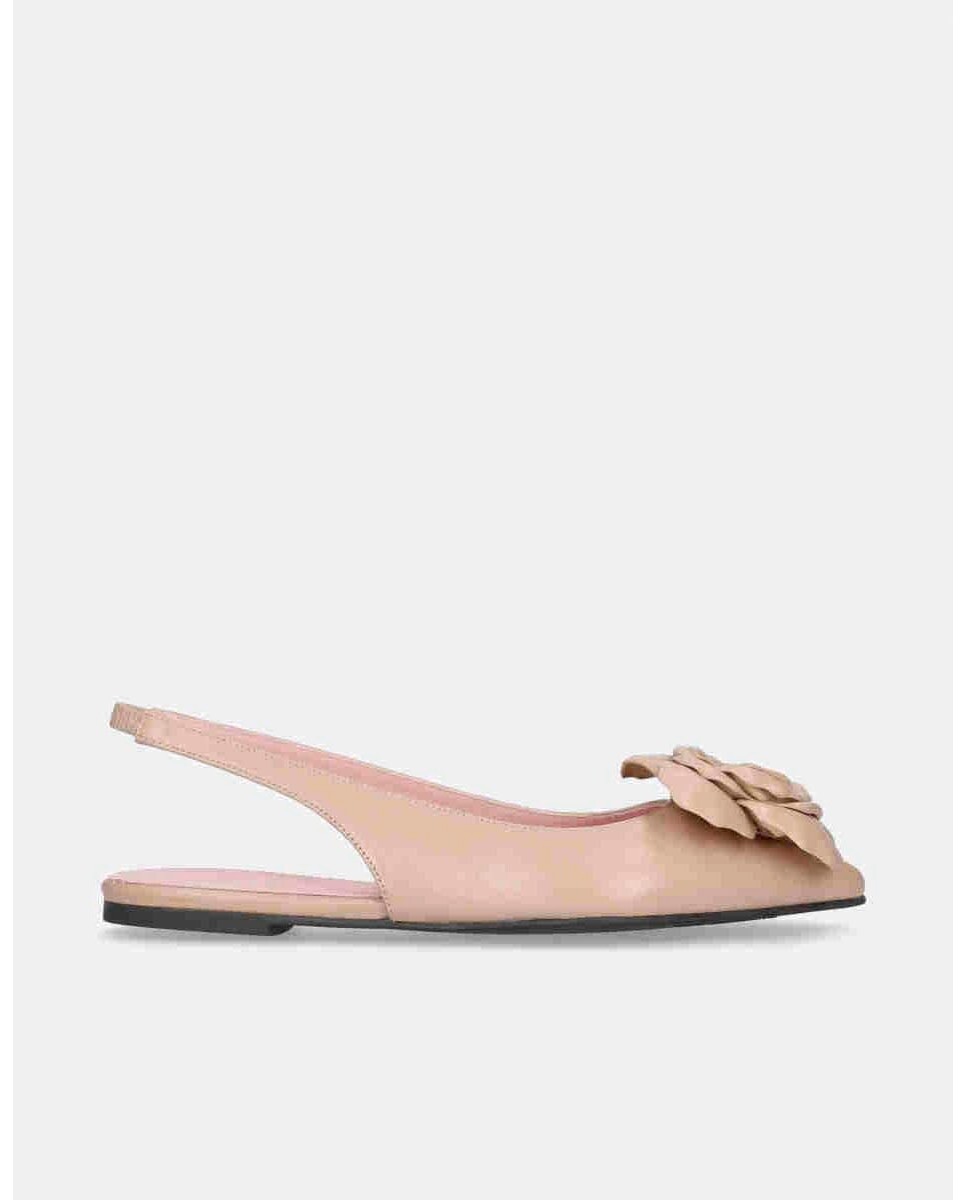 

Женские балетки из кожи наппа телесного цвета с цветком XL Pretty Ballerinas, коричневый