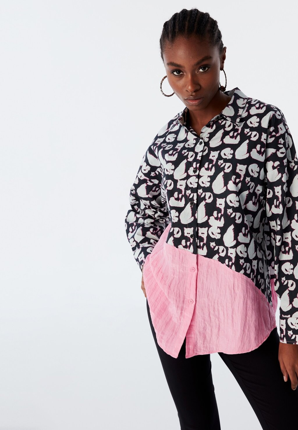 

Рубашка TWIST RELAXED FIT COLORBLOCK PATTERNED Twist, розовый