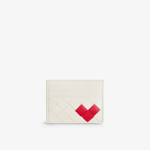 

Кожаный визитница Intrecciato с сердечком Bottega Veneta, цвет white-vern/whi/whi-g