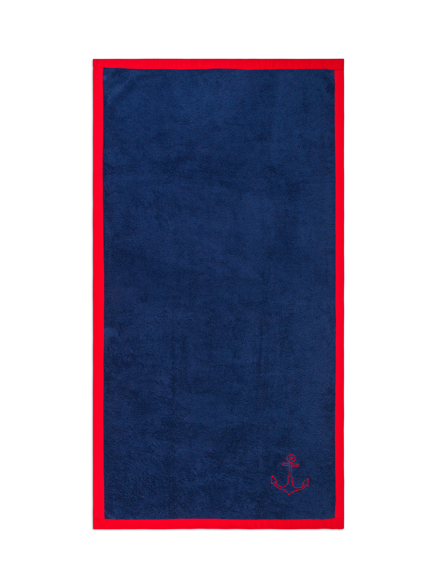цена Пляжное полотенце из хлопковой махры с вышивкой в ​​виде якоря Coincasa, синий