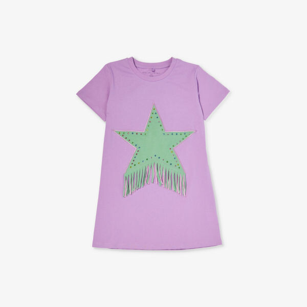

Платье из хлопкового трикотажа, украшенное кисточками, 4–12 лет Stella Mccartney, фиолетовый