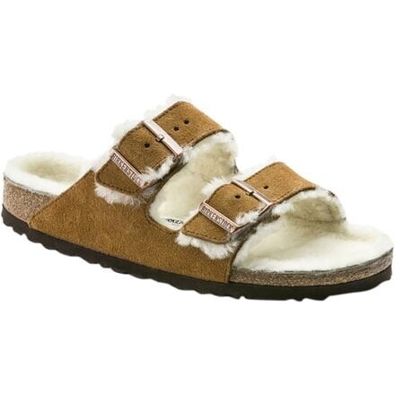 

Узкие сандалии на подкладке из овчины «Аризона» женские Birkenstock, цвет Mink/Natural Suede