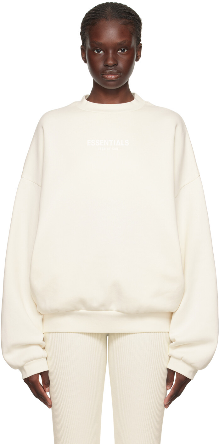 

Бело-белый свитшот с круглым вырезом Fear of God ESSENTIALS