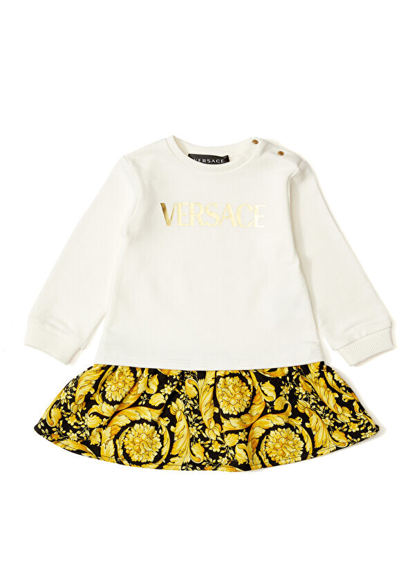 

Платье для девочки с логотипом цвета экрю Versace