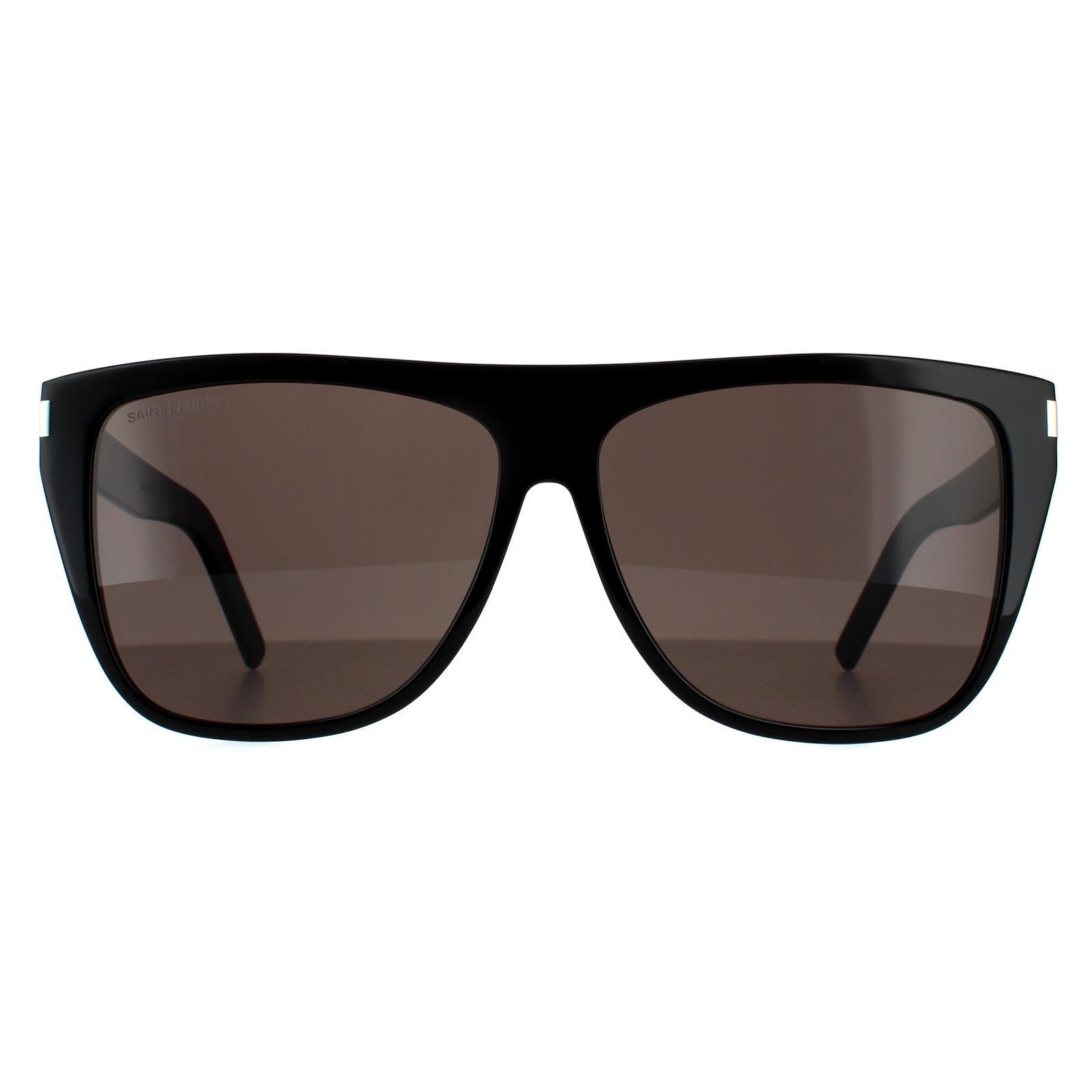 Квадратные черные серые дымчатые солнцезащитные очки Saint Laurent, черный