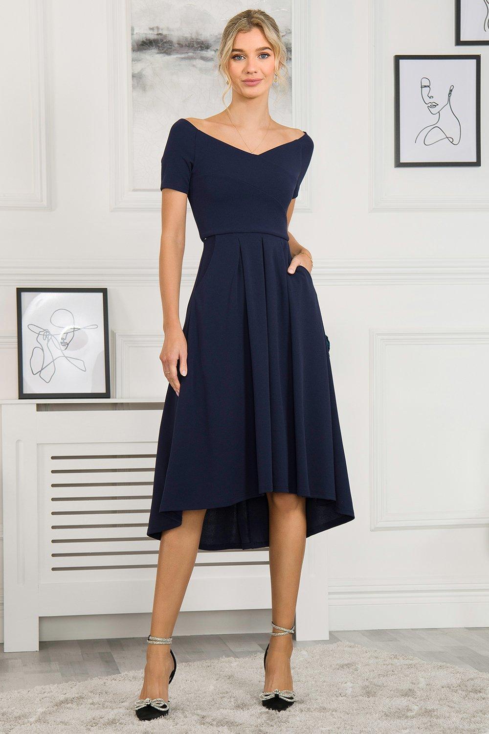 Платье миди Lenora с расклешенным кроем Jolie Moi, синий платье длинное расклешенное короткие рукава с напуском 42 синий