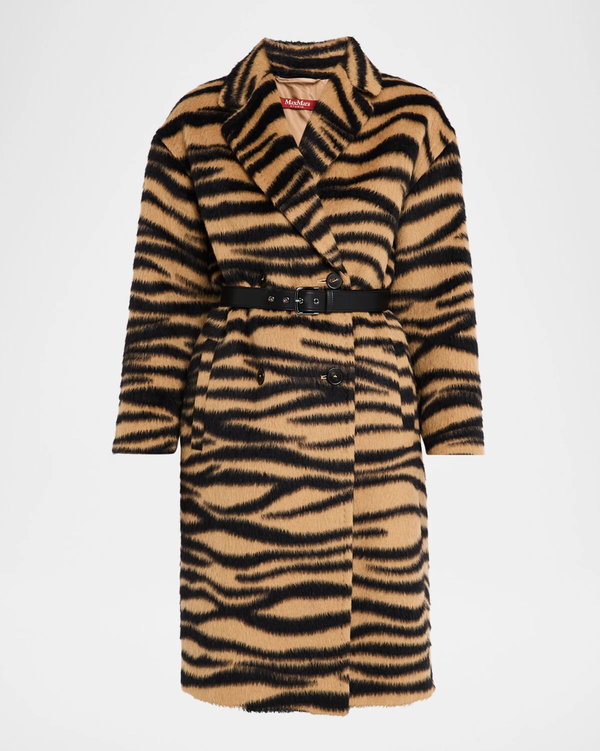 

Пальто Vidim с поясом и тигровым принтом Max Mara Studio, цвет Camel