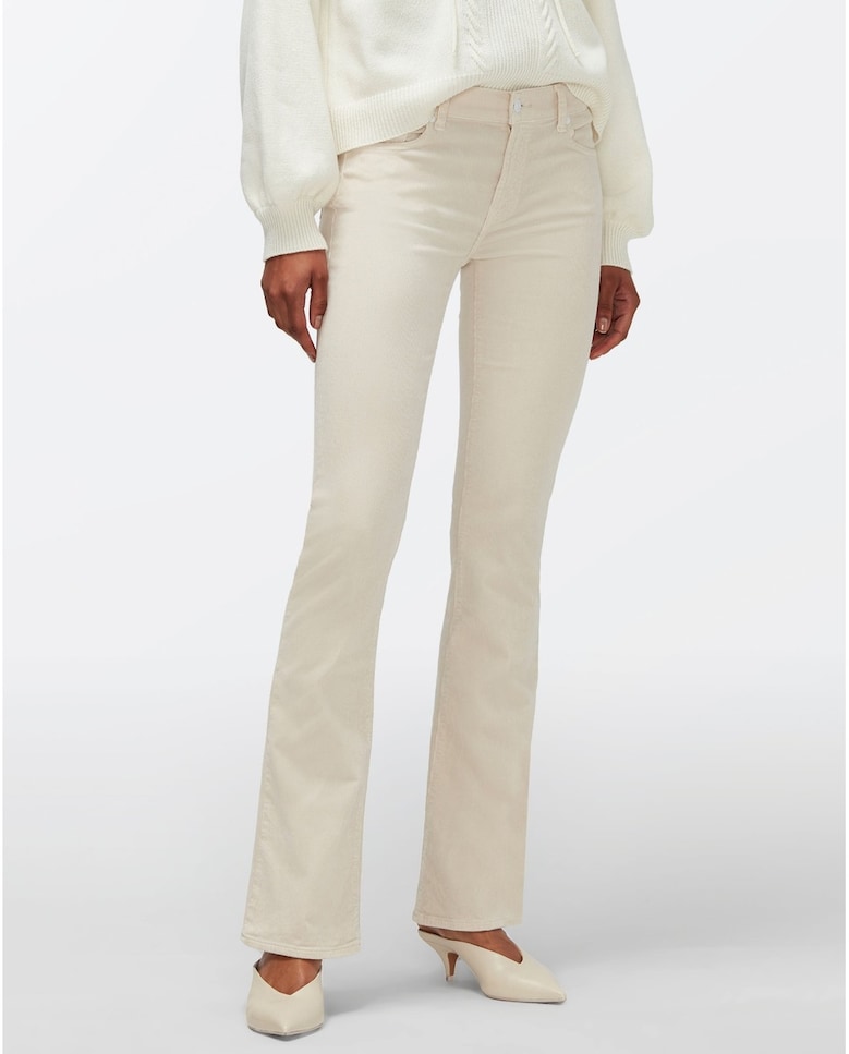 Женские расклешенные брюки средней посадки в стиле ретро 7 For all mankind, белый кремового цвета комо брюки lauren manoogian
