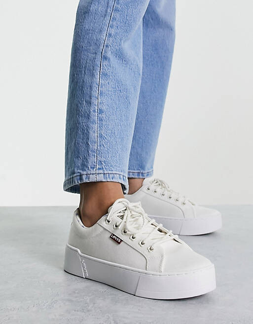 

Белые кроссовки на платформе Levi's Tijuana с небольшим логотипом