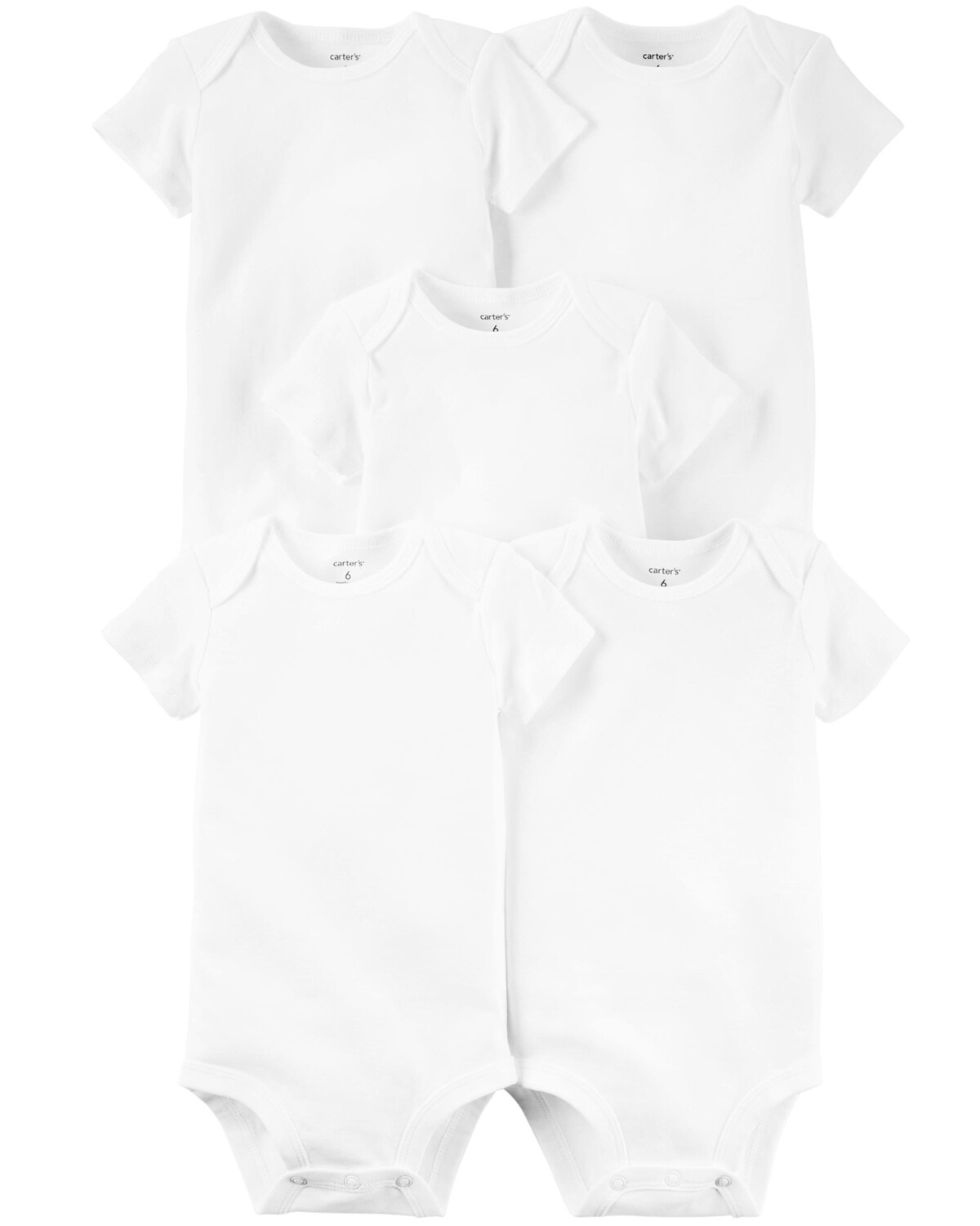 

Комплект из 5 оригинальных боди с короткими рукавами для малышей Carter's, белый