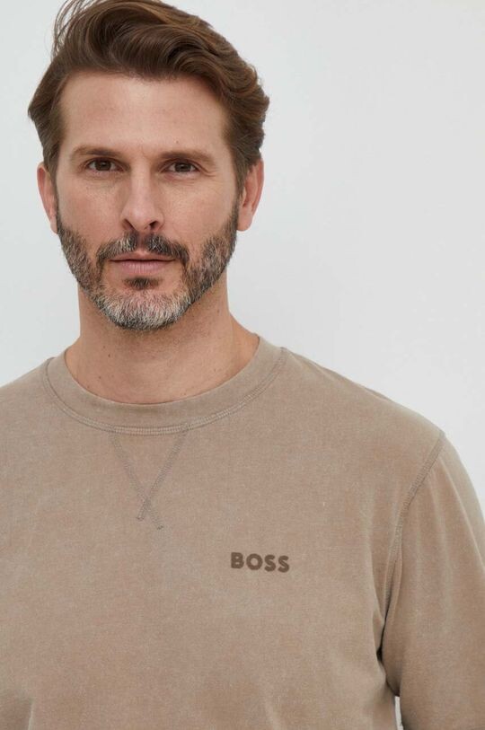 

Хлопковая футболка Boss Orange, бежевый