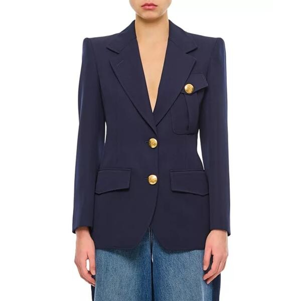 

Куртка single-breasted cavarly twill blazer Alexander Mcqueen, синий