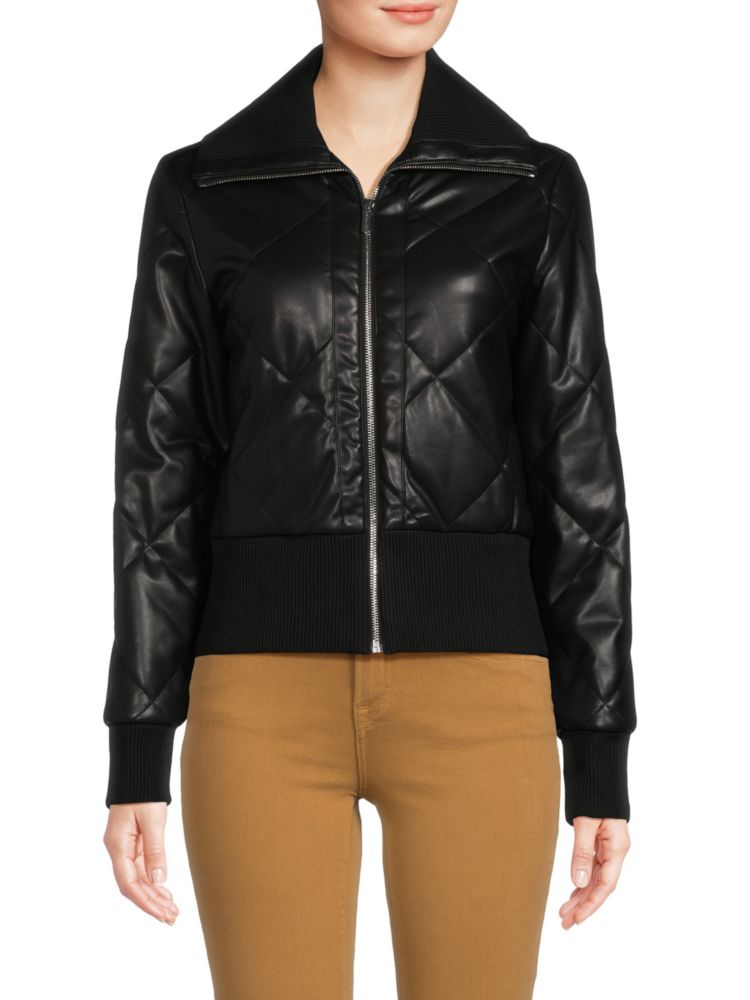 Стеганая куртка из искусственной кожи Calvin Klein, черный