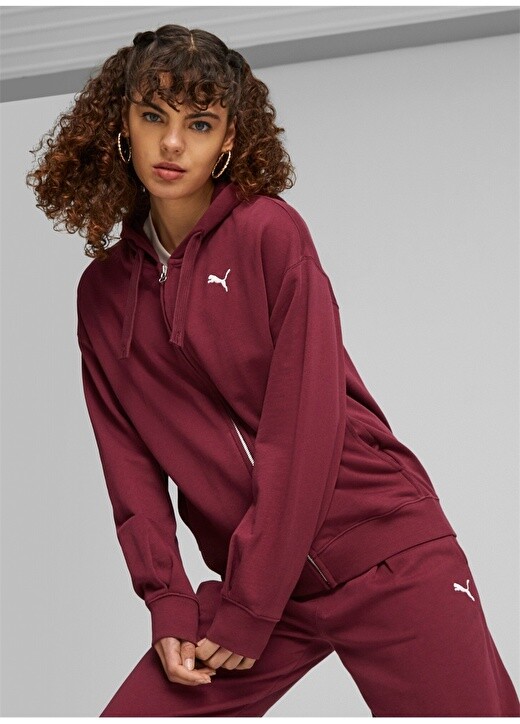 

Бордово-красная женская куртка с капюшоном на молнии Puma, Красный