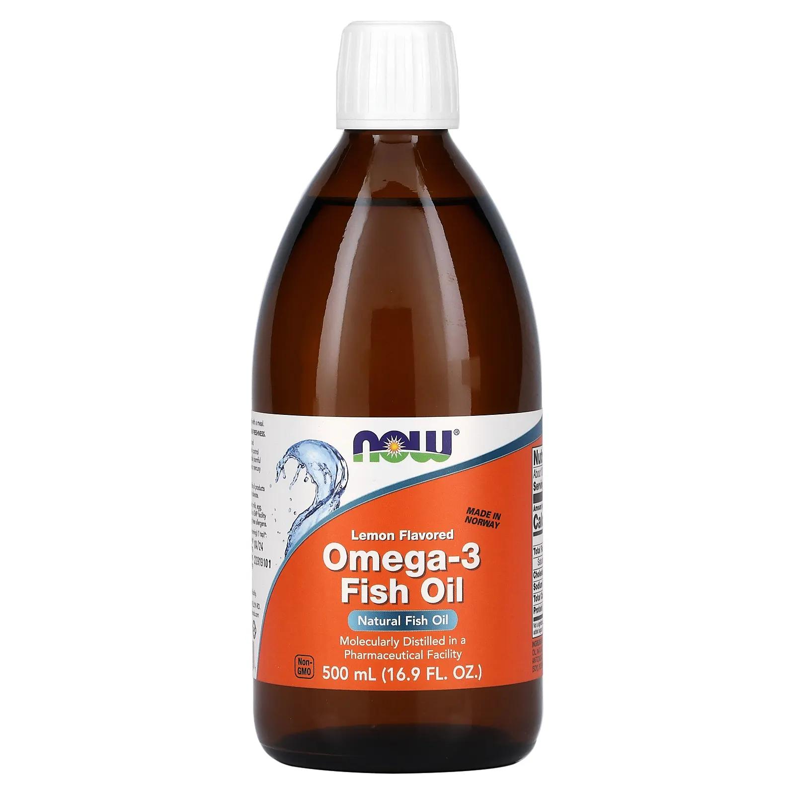 Now Foods Омега-3 рыбий жир с запахом лимона 500 мл