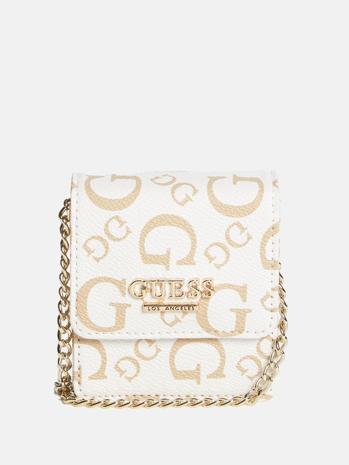 

Мини-сумочка через плечо с логотипом Guess Factory, цвет White Logo Multi