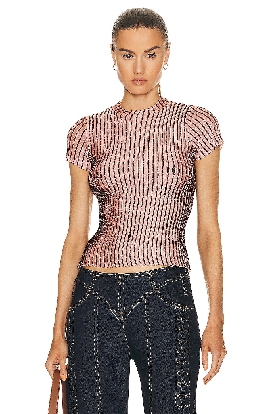 

Топ Jean Paul Gaultier Trompe L'Oeil Short Sleeve, цвет Pink & Brown