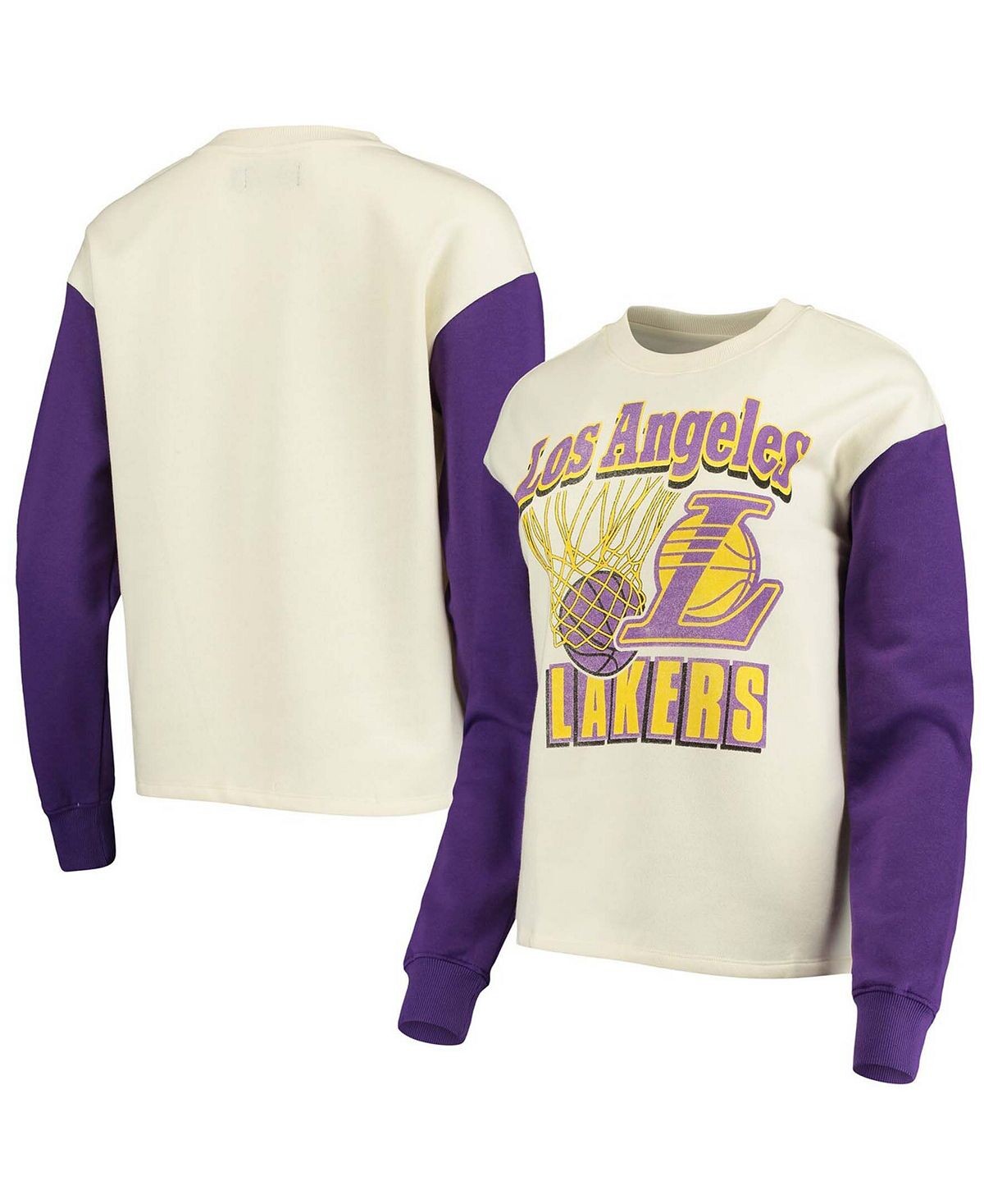 

Женский белый/фиолетовый пуловер с контрастными рукавами Los Angeles Lakers Junk Food