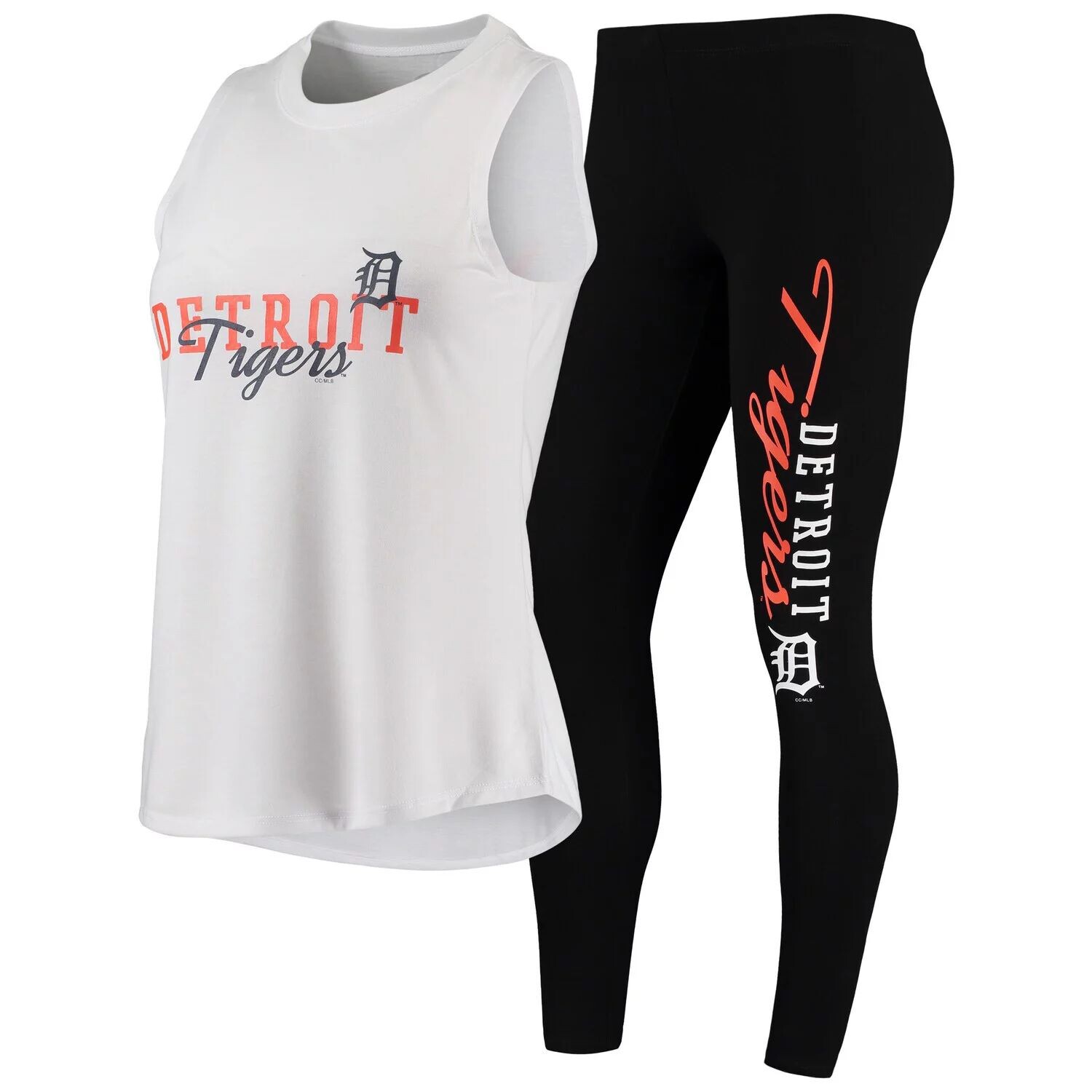 

Женский комплект из топа и леггинсов Concepts Sport белого/черного цвета Detroit Tigers Sonata