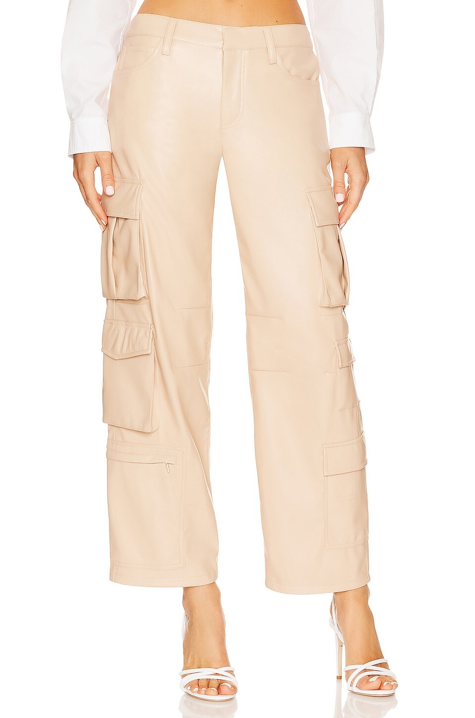 

Брюки Alice + Olivia Luis Faux Leather Cargo, цвет Almond
