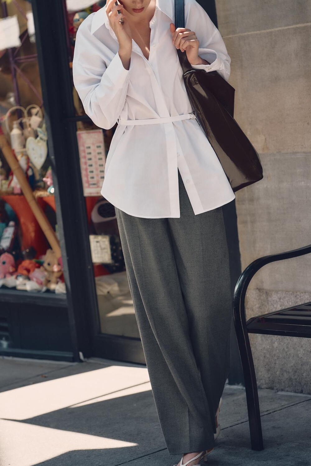 

Брюки прямого кроя ZARA, средне-серый