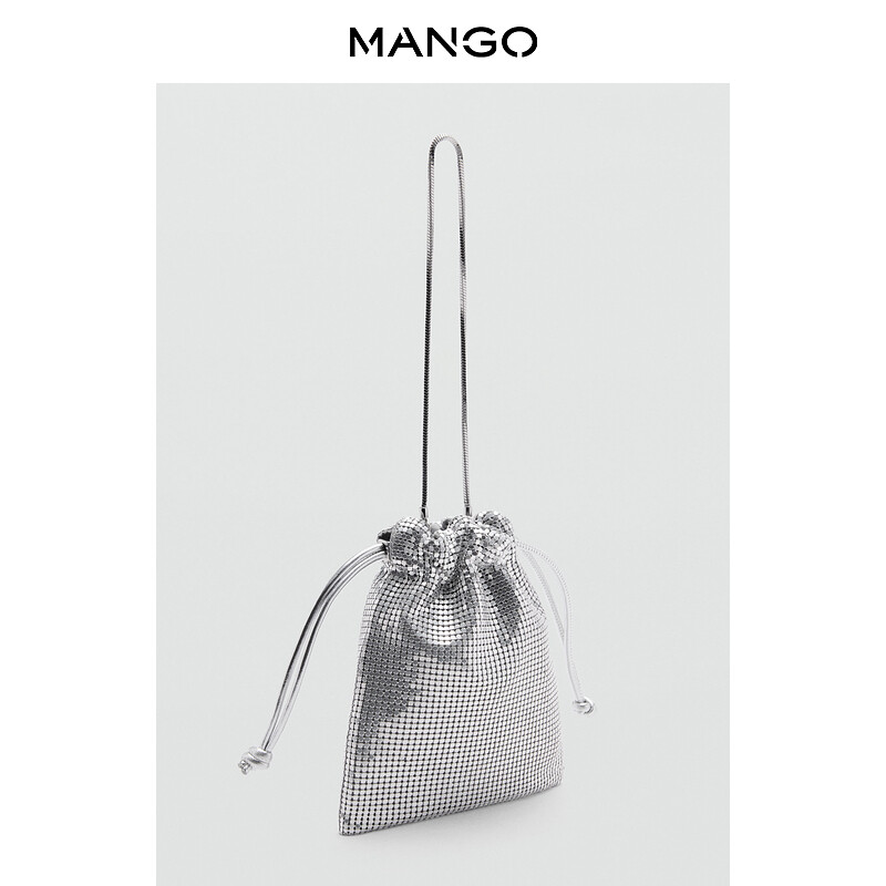 

Сумка Mango через плечо с блестками, серебристо-серый