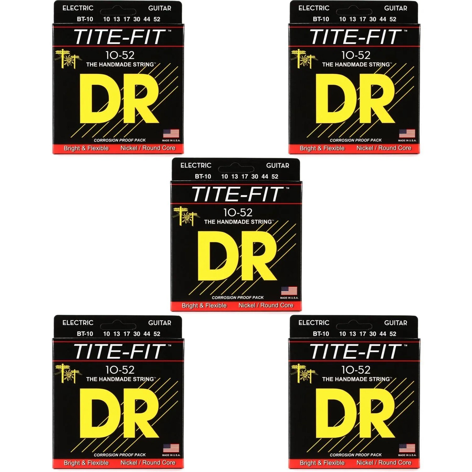 

Струны для электрогитары с компрессионной обмоткой DR Strings BT-10 Tite-Fit — .010-.052 Big Heavy (5 шт.)
