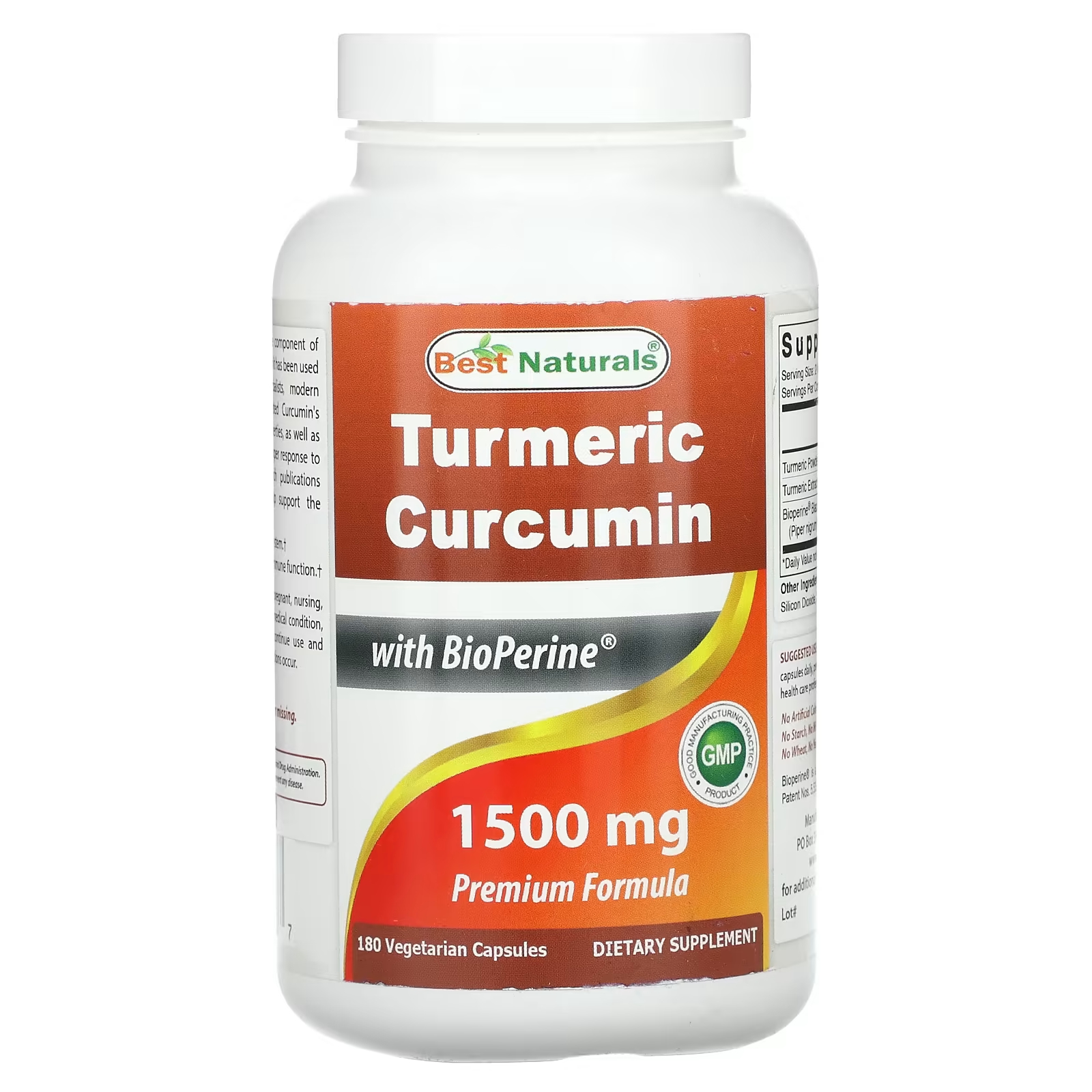Куркума Best Naturals 1500 мг, 180 капсул (750 мг на капсулу) nutricost tribulus 1500 мг 240 капсул 750 мг на капсулу