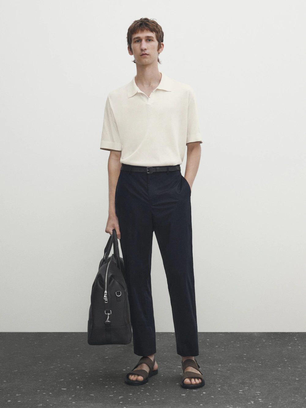 

Контрастное поло с коротким рукавом Massimo Dutti, кремовый, Бежевый