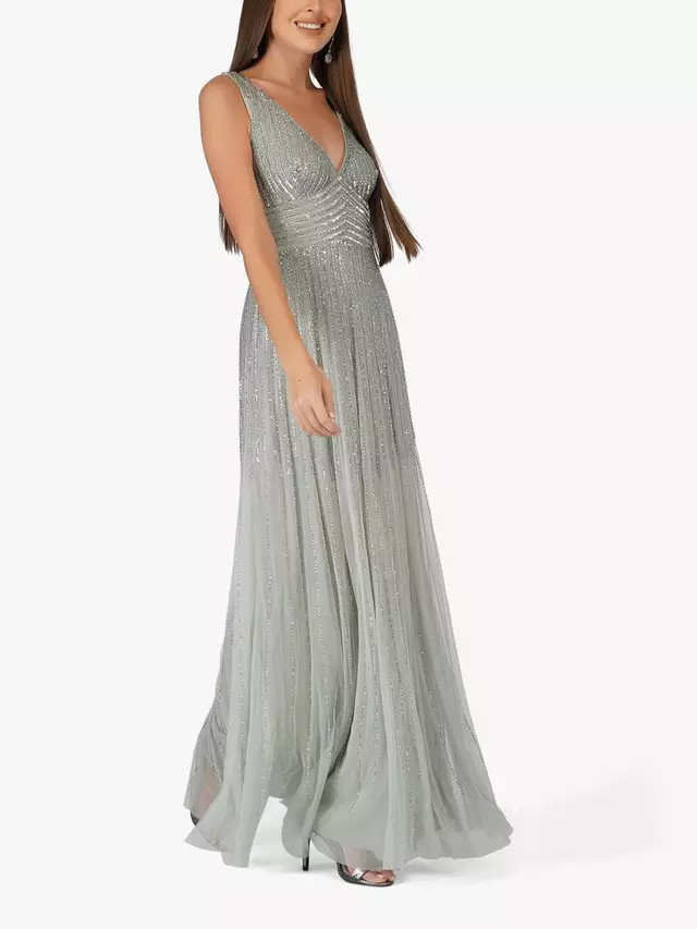 

Платье Lace & Beads Lorelai Embellished Maxi, цвет sage/grey