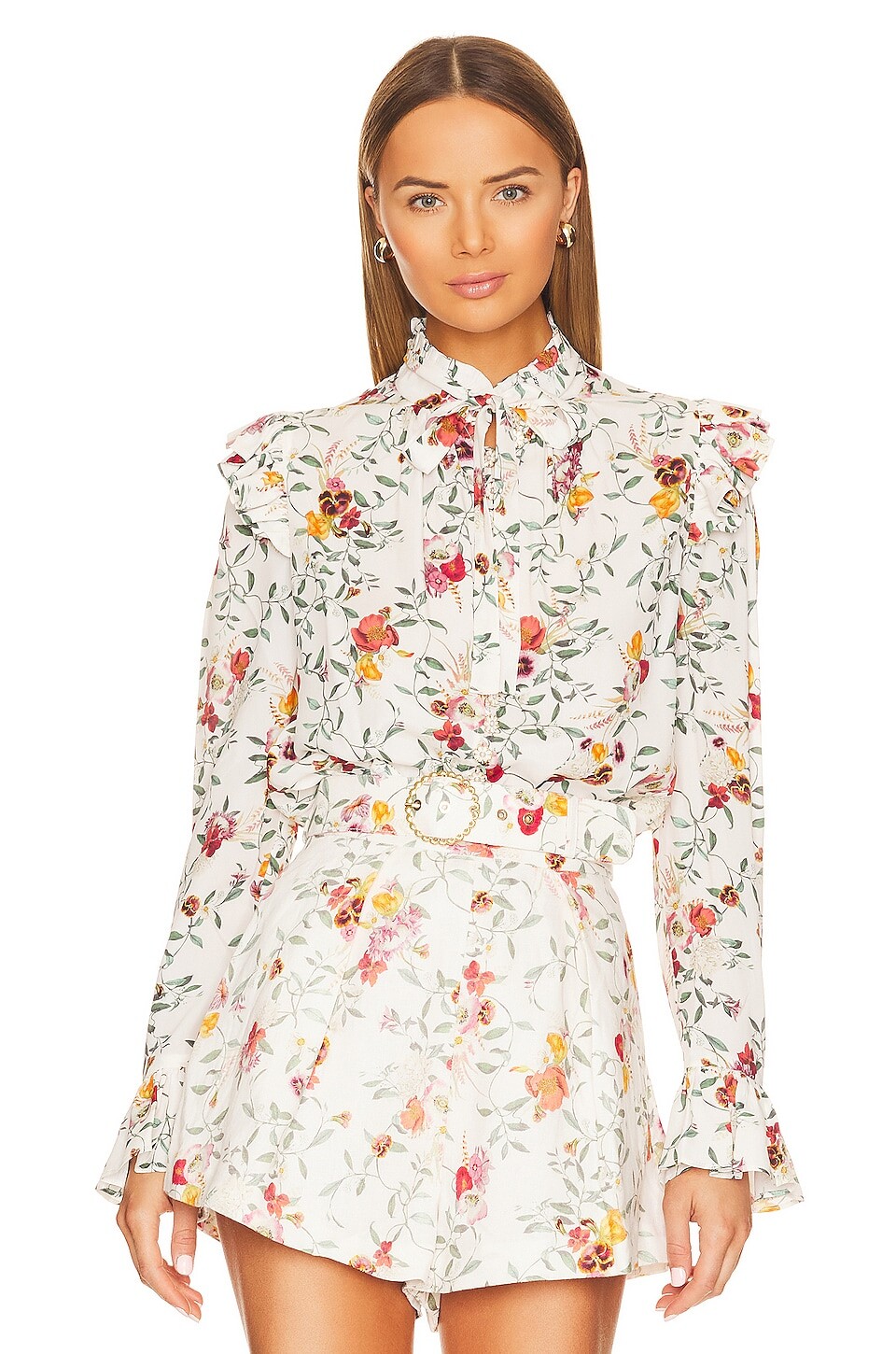 

Блузка Zimmermann Frill, цвет Vine Ivory Print