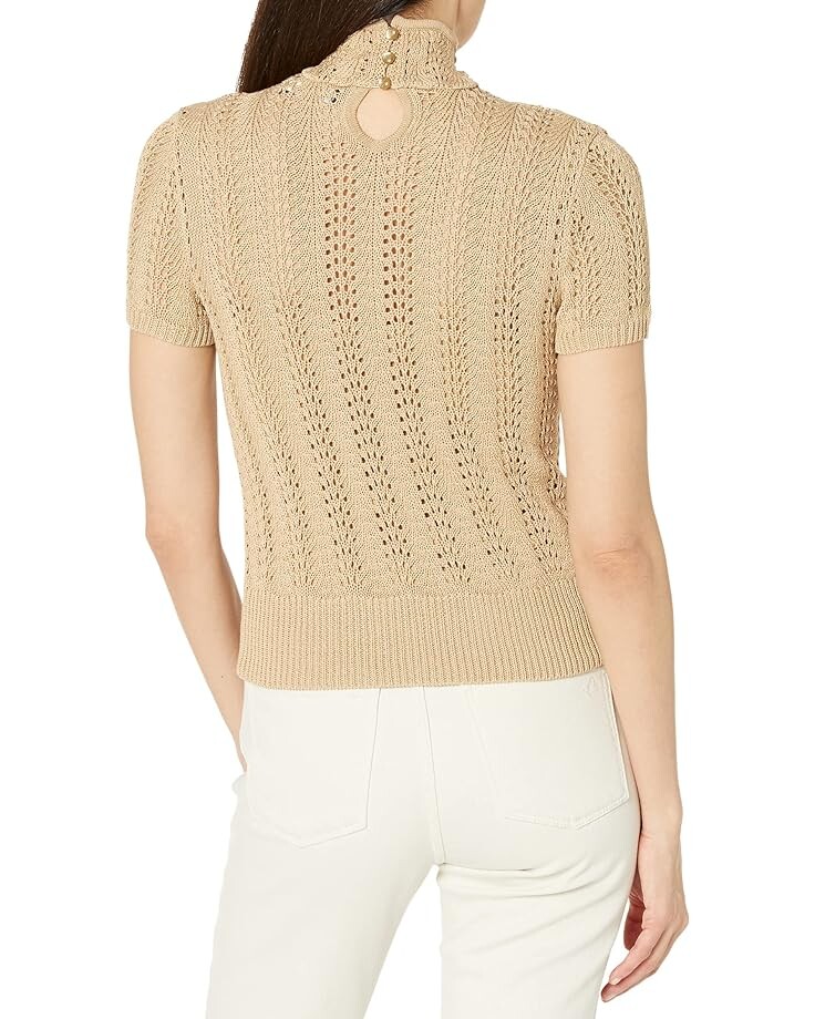 

Свитер LAUREN Ralph Lauren Pointelle Short Sleeve Turtleneck, цвет Birch Tan