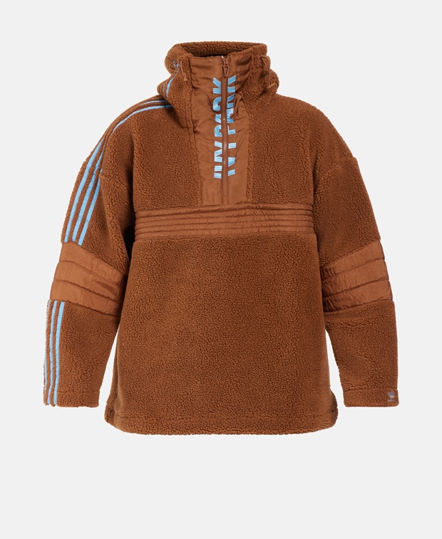 Меховой пуловер Тедди adidas, коричневый Adidas