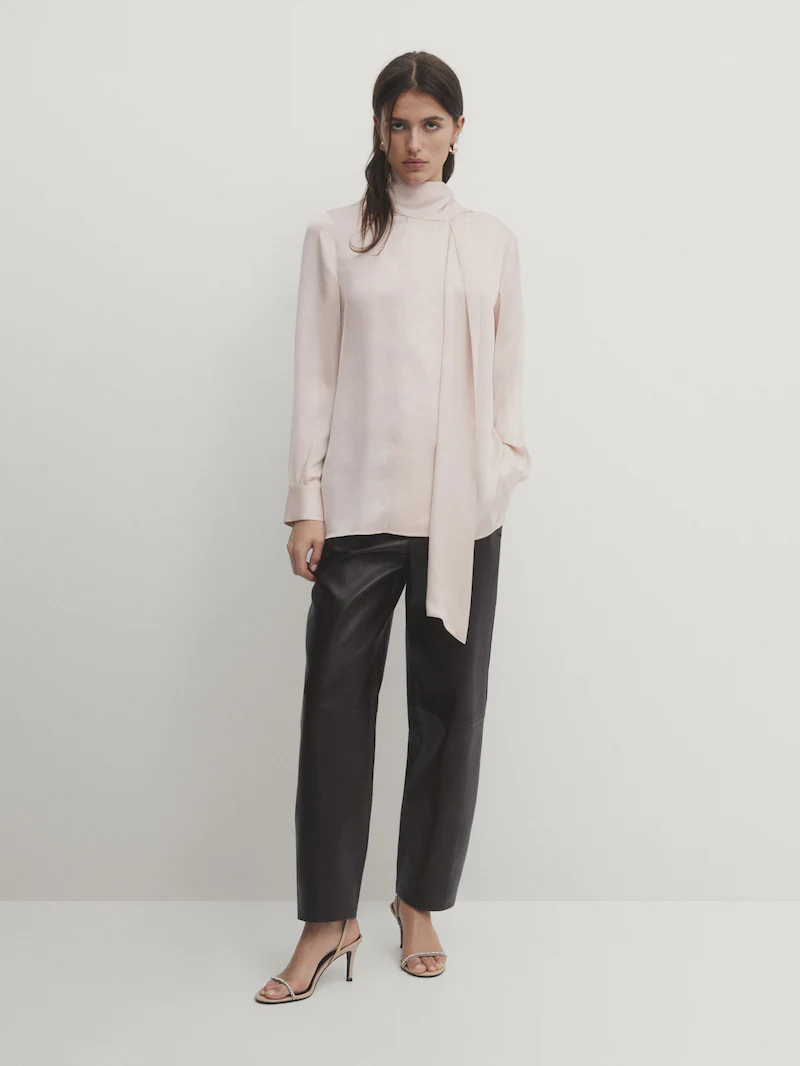 

Рубашка с завязками - студия Massimo Dutti, розовый