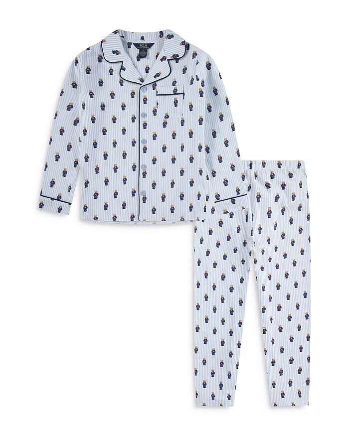 

Пижамный комплект Polo Ralph Lauren для мальчика в полоску с медведем - Big Kid, белый