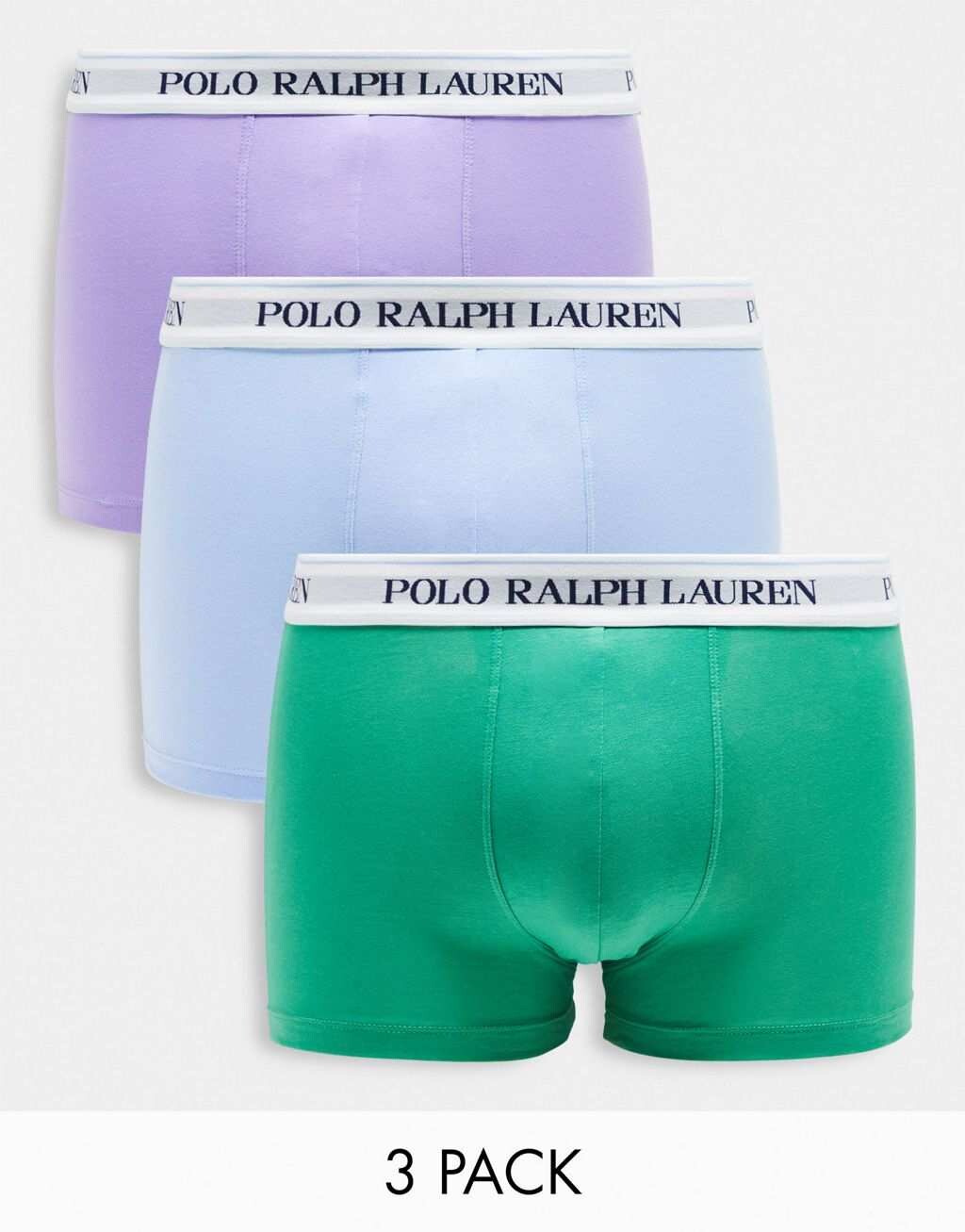 

Набор из трех плавок Polo Ralph Lauren фиолетового, зеленого и голубого цвета с логотипом на поясе