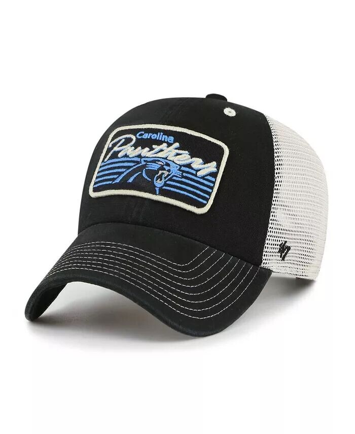 

Мужская черная, натуральная потертая регулируемая шляпа Carolina Panthers Five Point Trucker Clean Up '47 Brand, черный