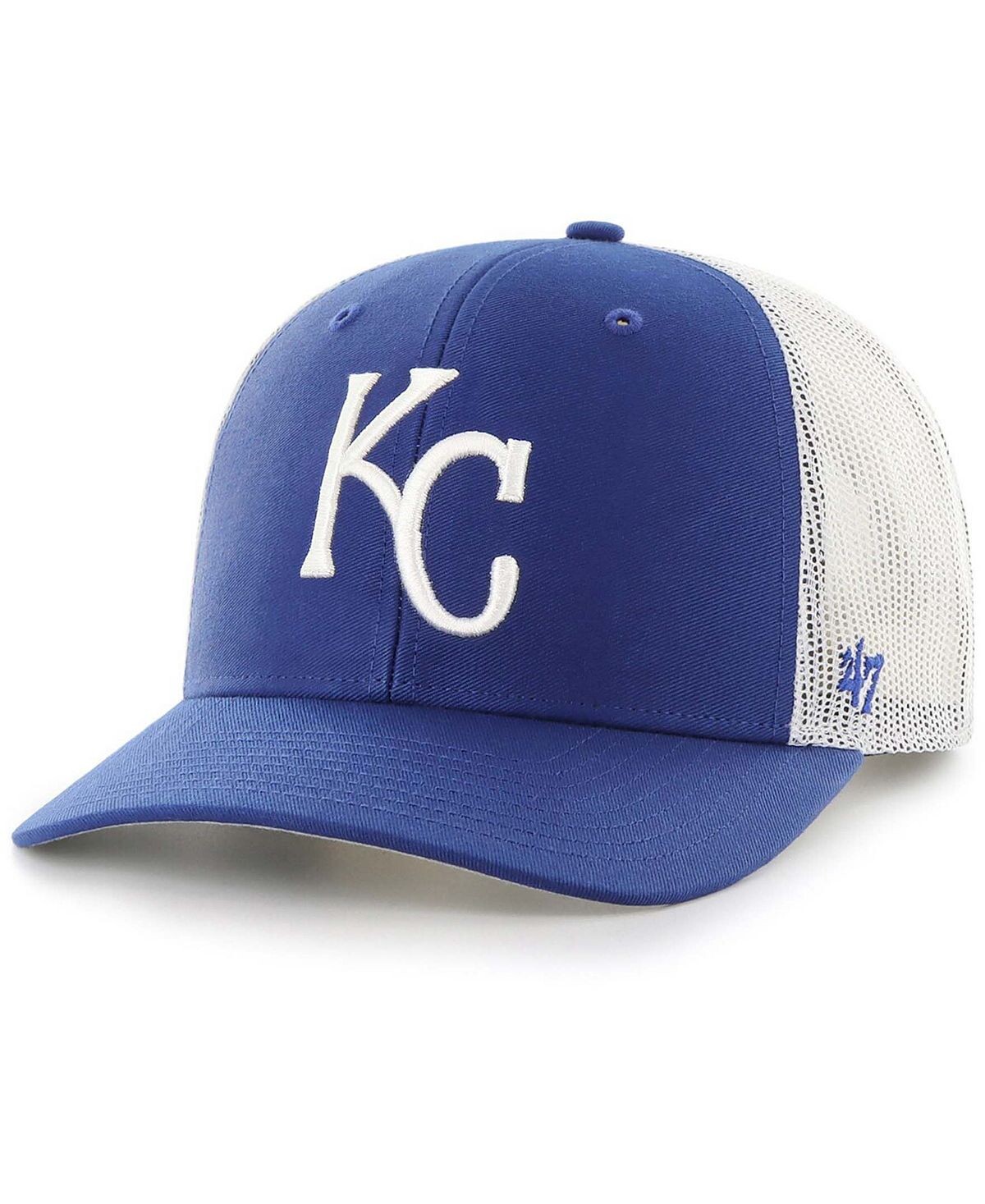 

Мужская королевская белая кепка Kansas City Royals Primary Logo Hat Trucker Snapback '47 Brand