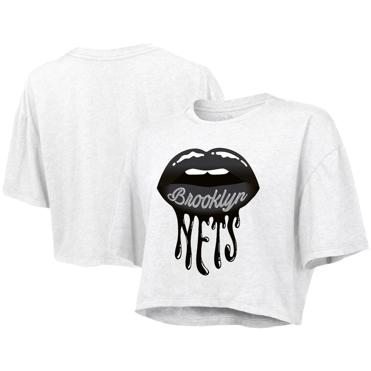 

Белый женский укороченный топ с блеском Majestic Threads Brooklyn Nets Majestic