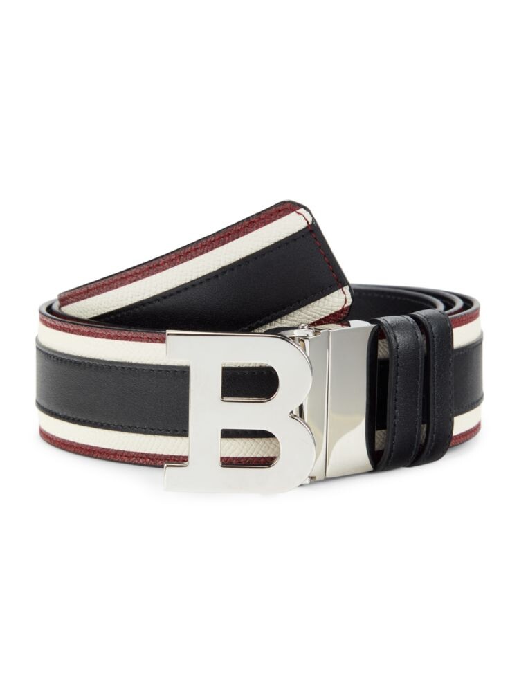 

Полосатый двусторонний кожаный ремень Bally, цвет Black Multicolor