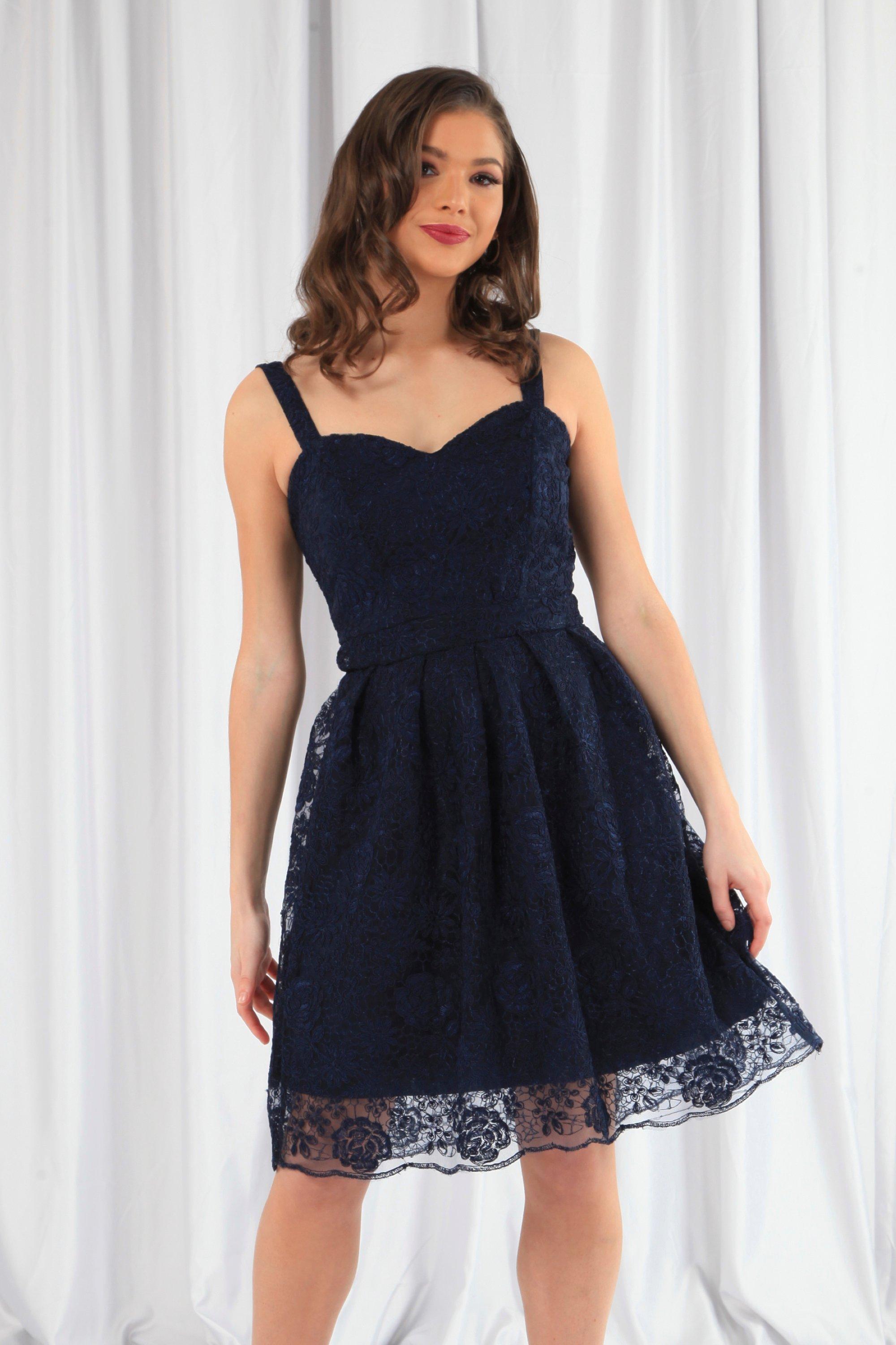 цена Кружевное платье с плиссированной юбкой и вышивкой DOUBLE SECOND, синий