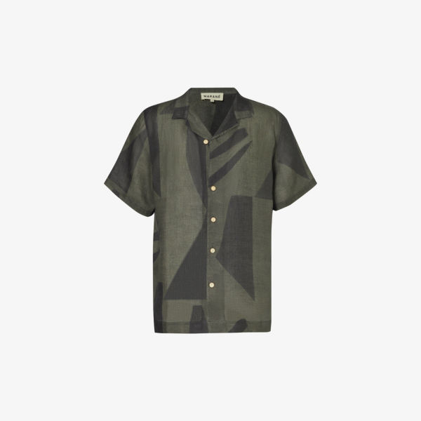 Льняная рубашка las susana с абстрактным принтом Marane, серый