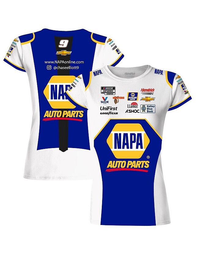 

Женская белая сублимированная футболка Chase Elliott NAPA Hendrick Motorsports Team Collection, белый