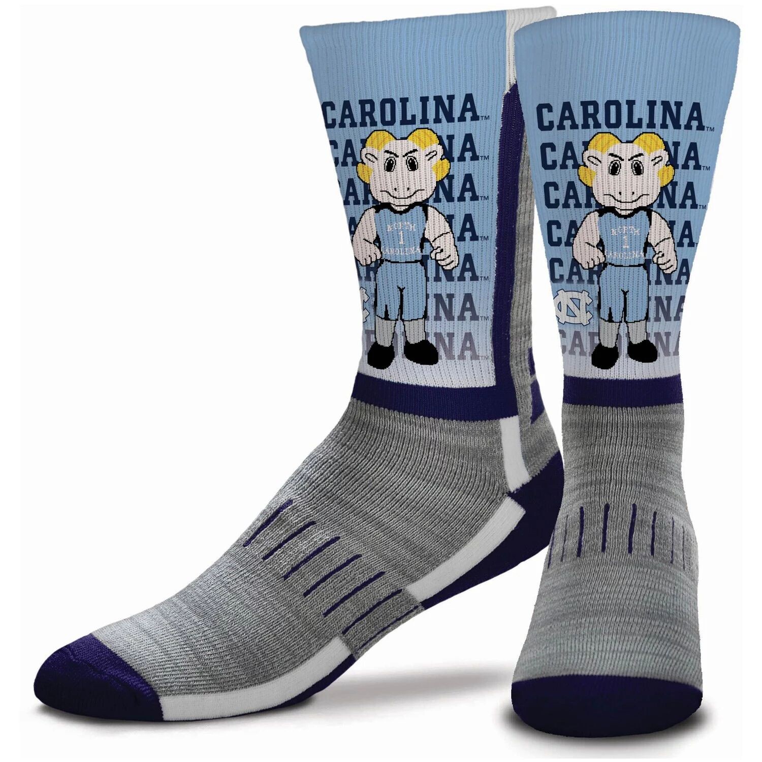 

Молодежные носки для босых ног North Carolina Tar Heels Mascot V-Curve Crew Socks Unbranded