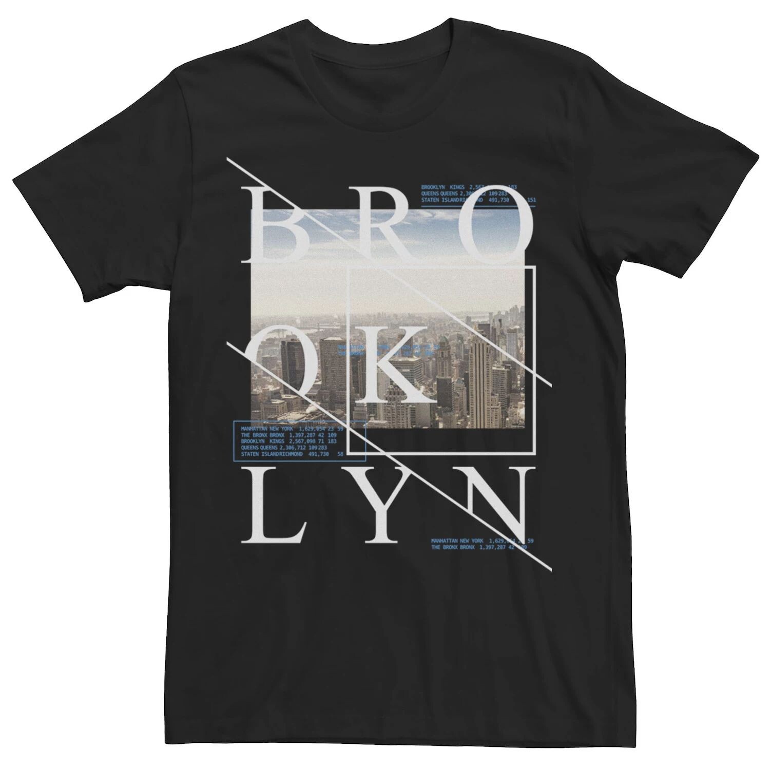 

Мужская кв. Футболка с накладным плакатом 9 Brooklyn Text Skyline Apt. 9