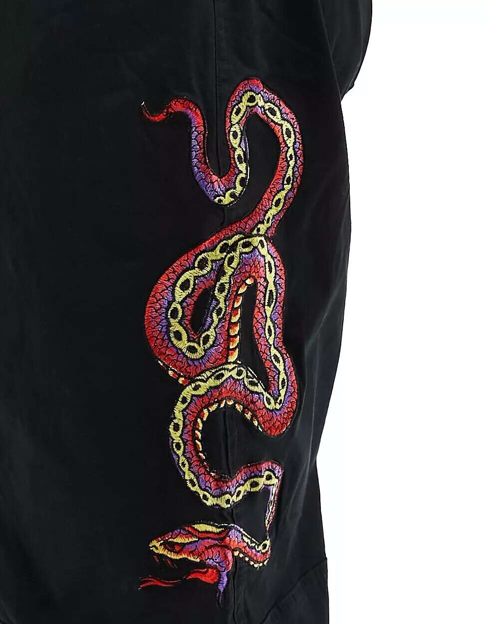 

Черные свободные брюки из технического материала с вышивкой Ed Hardy, Черный