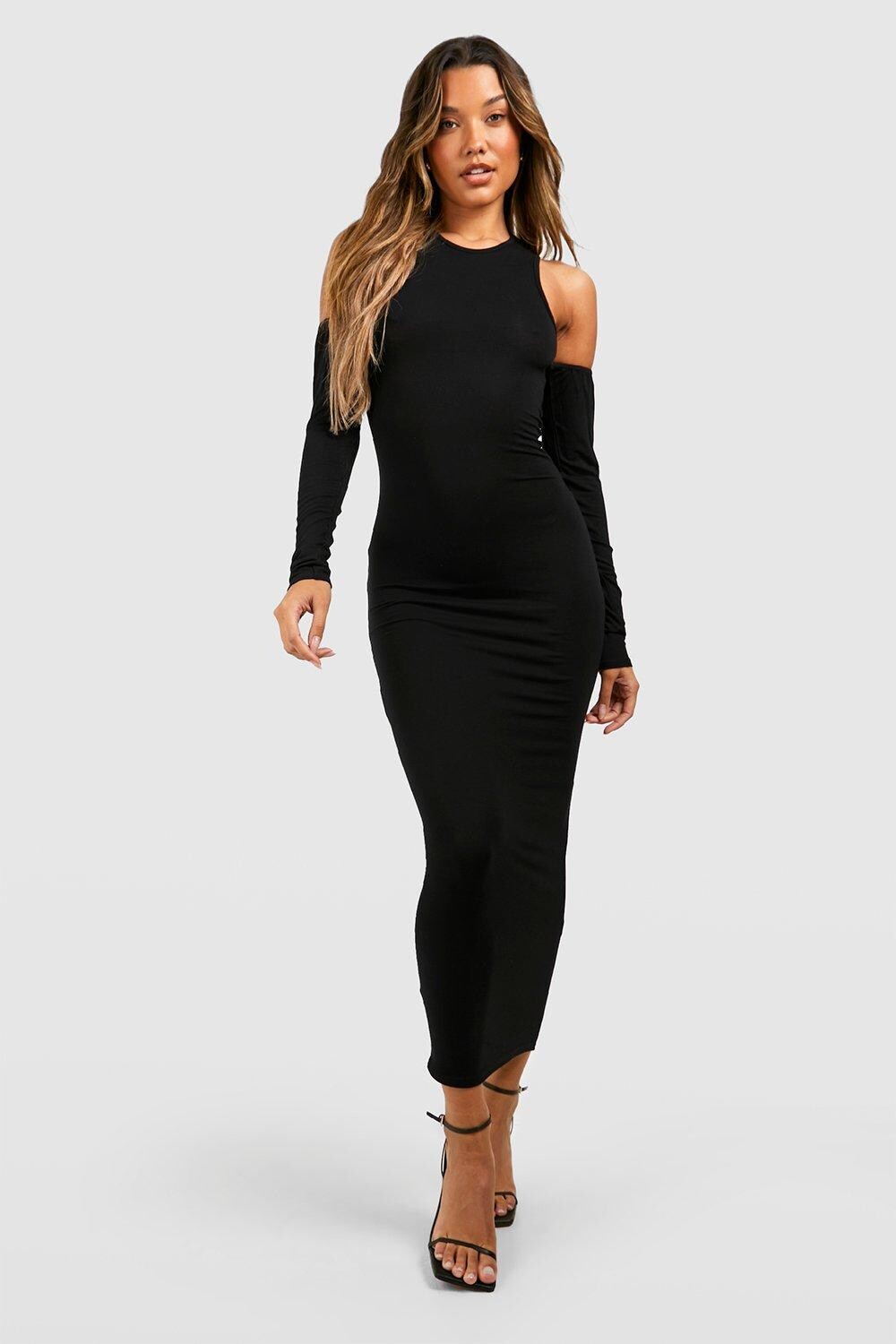 

Платье racer с холодными плечами мидакси Boohoo, черный