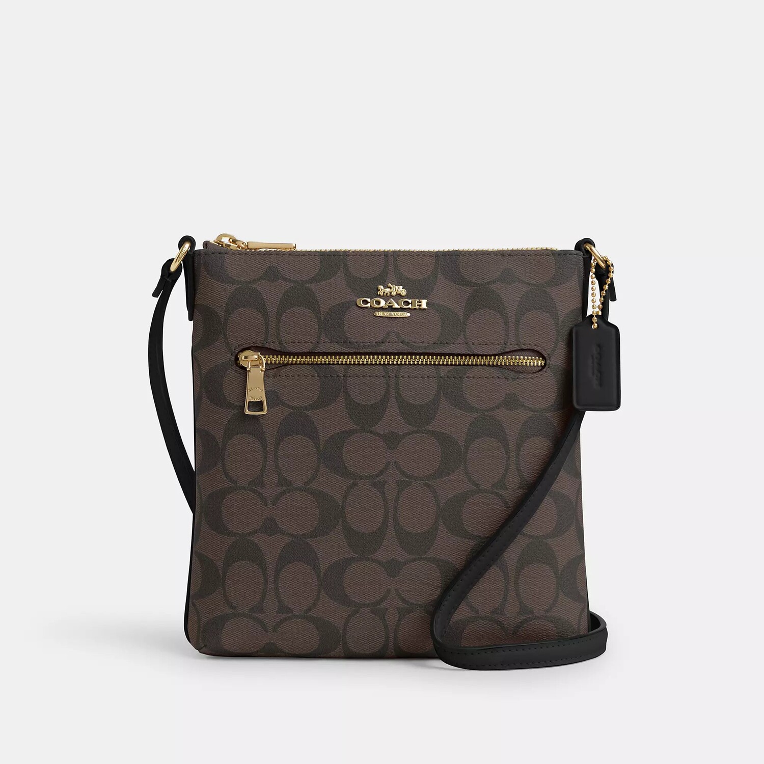 

Мини-сумка для папок Coach Outlet из фирменной парусины Rowan, цвет Gold/Brown Black