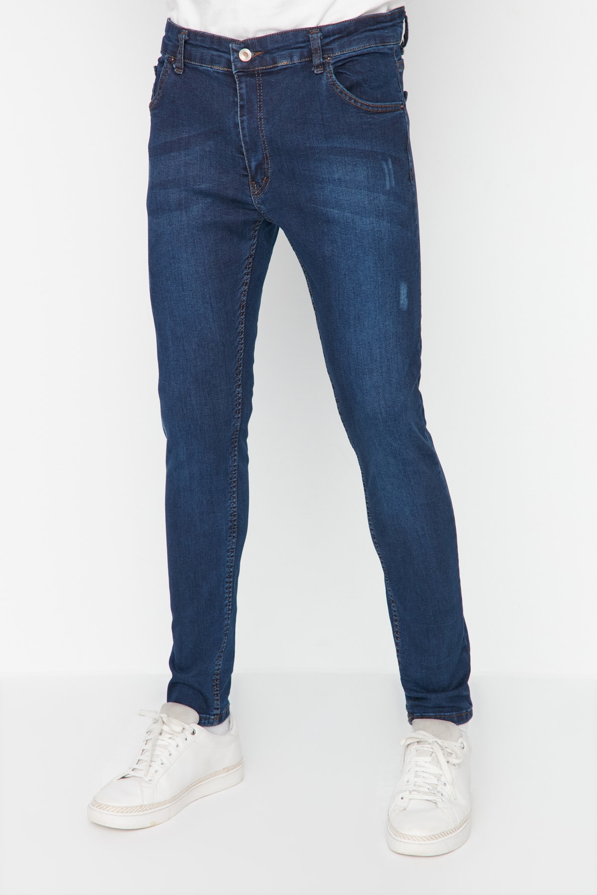 Джинсы Trendyol скинни из гибкой ткани, синий джинсы скинни размер 42 синий