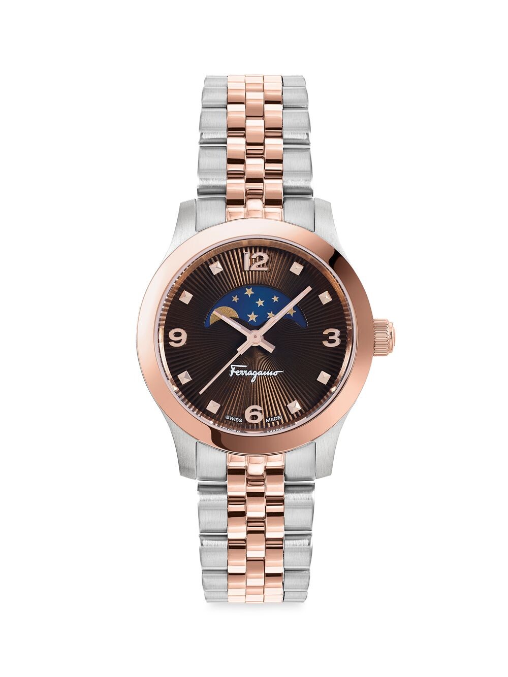 

Часы Duo Moonphase из розового золота и нержавеющей стали с браслетом FERRAGAMO, роза